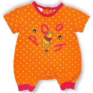 Vintage Disney Winnie the Pooh Y2K Orange Polka Dot Romper Outfit 3m / 6m